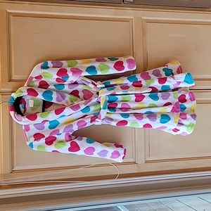 Fuzzy heart print robe
